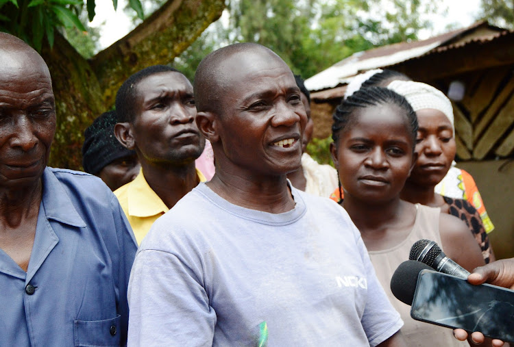 Suleiman Owour a villager addressing the press