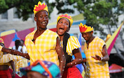 Kuyakhanya Dance Group from Crossroads  during the  Cape Town Carnival. 