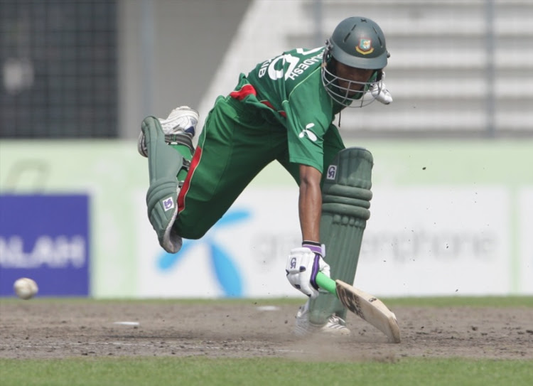 Shakib Al Hasan runs a quick single during the 2nd ODI match between Bangladesh and South Africa held at Shere Bangla National Stadium in Mirpur, Bangladesh.