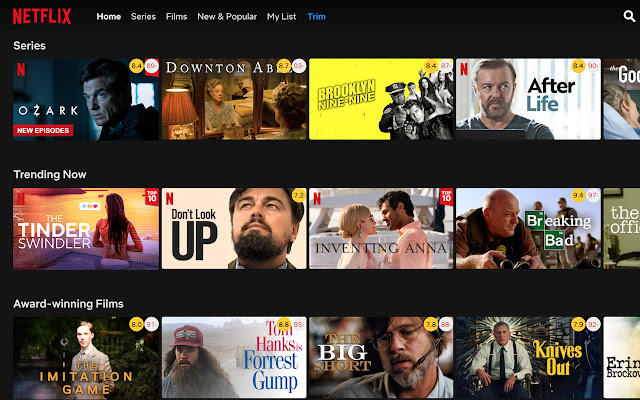 Trim: IMDB Ratings on Netflix and Prime Video