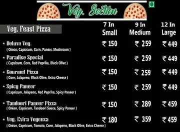 Pizza Villa 74 menu 