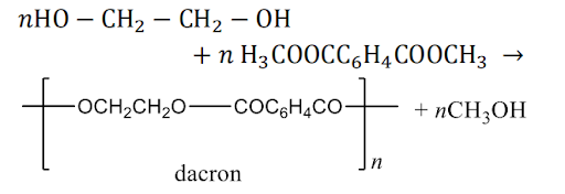 Dacron is obtained by the condensation polymerization of