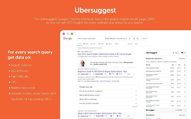 Ubersuggest Google Chrome Extension