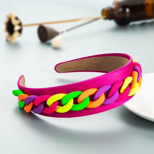 Title 5, Ladies Wide Brim Colorful Chain Macaron Headban...