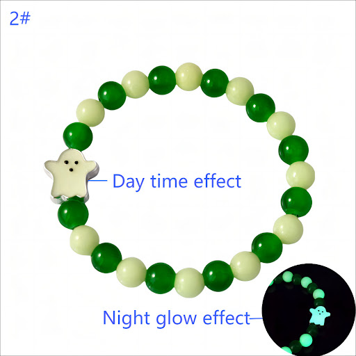 Title 8, Day Of The Dead Luminous Bracelet Glass Beaded ...