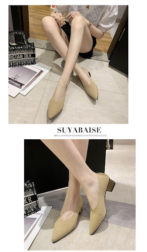 Title 10, Fashion Retro Womens Pointed Toe Knitted Chunk...