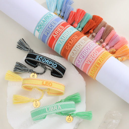 Title 7, Twelve Constellations Bracelet Embroidery Lette...