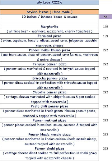 My Love Pizza menu 