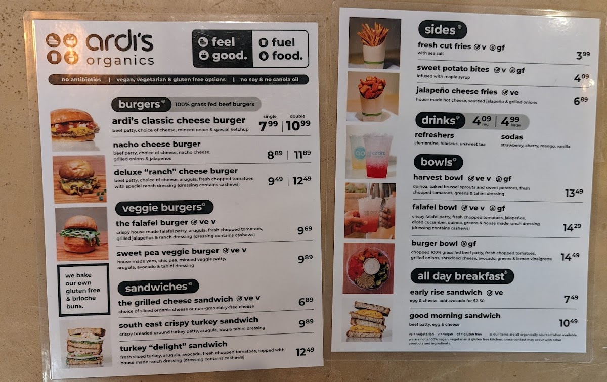 Menu as of 21 March 2023