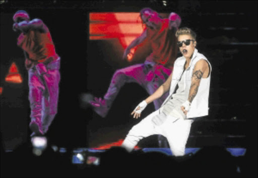 ON STAGE: Justin Bieber during his performance at the Cape Town Stadium Photo: ESA ALEXANDER