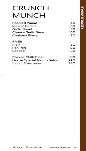 Raaga Imperio menu 