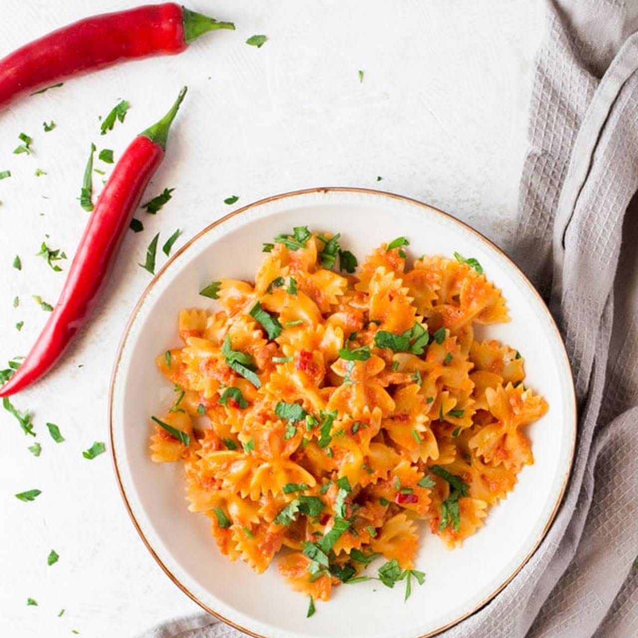 Farfalle Pasta Afterward Pancetta, Chili And Garlic