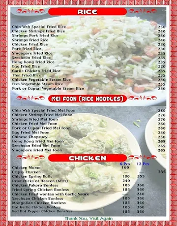 Chin Wah menu 