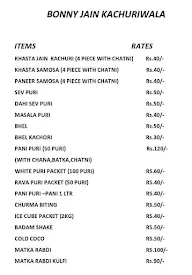 Bonny Jain Kachuriwala menu 1