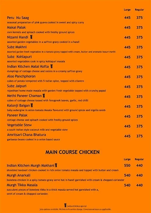 Indian Kitchen menu 