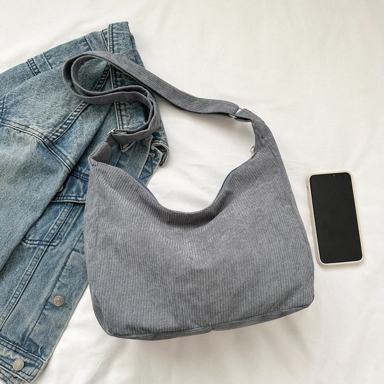 Title 18, Bolsa de ombro de veludo simples Moda em lona U...