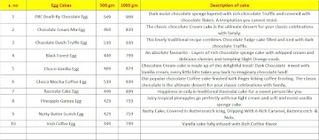 Cakes Wagon menu 