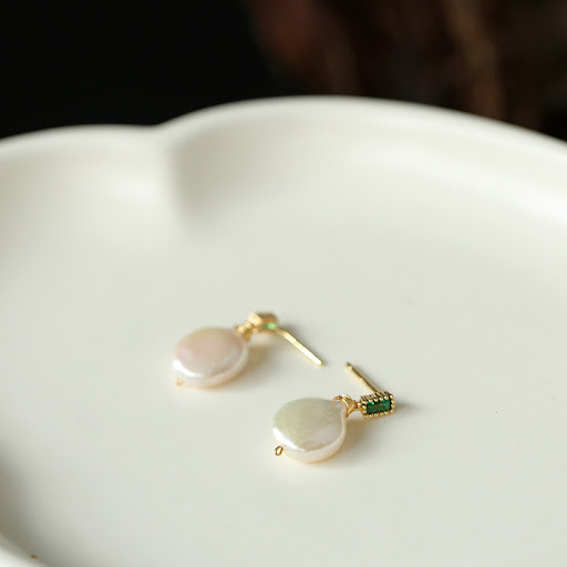 Title 4, Natural Freshwater Baroque Pearl Earrings, exqu...