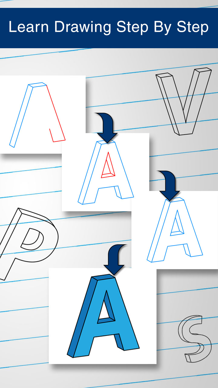 How to Draw 3D Alphabet Letter Screen 3