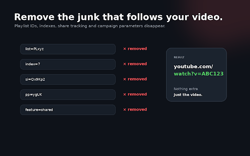 Clean Share for YouTube™ – Remove Playlist & Tracking screenshot 2