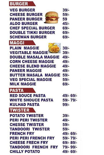 Organic Chai Wallah menu 