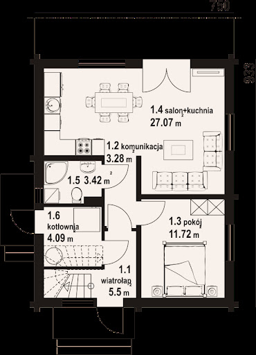 Grochowo aa 70 dw - Rzut parteru