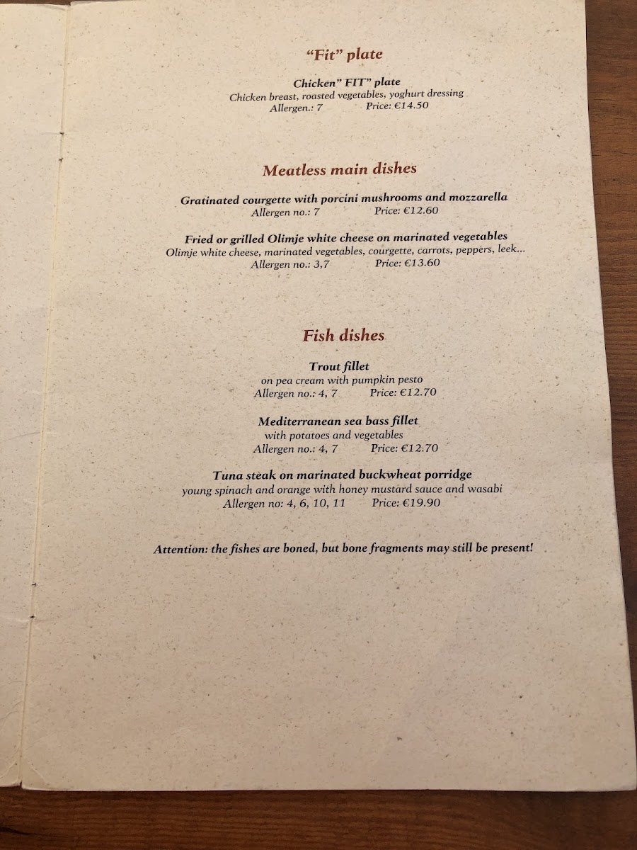 Dežela Okusov gluten-free menu