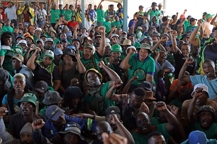 Mineworkers at Gold One’s Modder East operations in Springs. Picture: THAPELL MOREBUDI