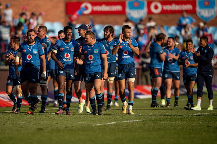The Bulls celebrate their United Rugby Championship quarterfinal win over the Sharks at Loftus Versfeld last Saturday.