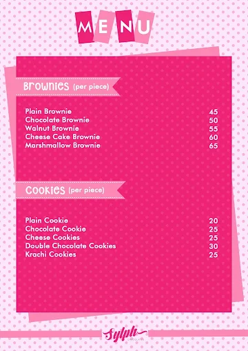 Sylph Chocolates menu 