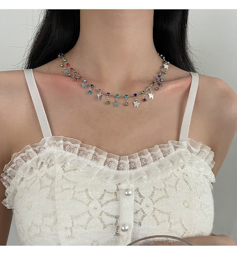 Title 8, Colorful Crystals Butterfly Necklace for Women ...