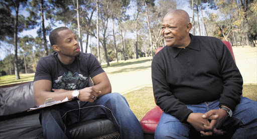 SHOOTING THE BREEZE: Sizwe Dhlomo of 'MTV Base' interviews Hugh Masekela