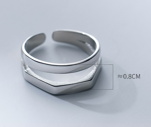 Title 6, S925 Silver Double Layer Smooth Line Ring. An e...