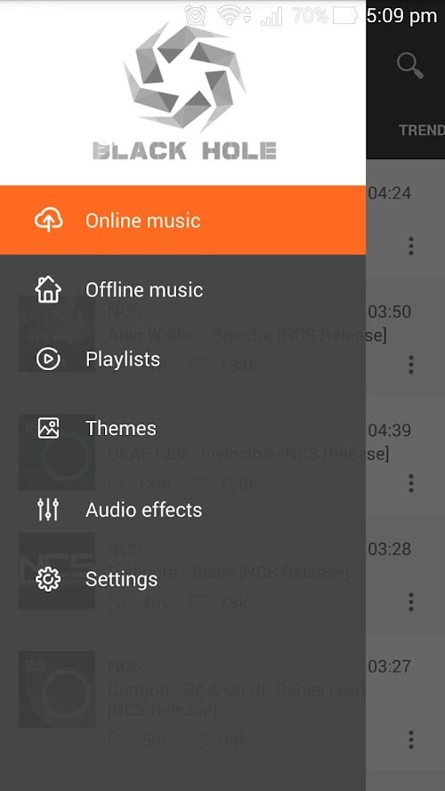 Android application Cloud Music Player screenshort