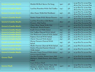 Grover Sweets menu 