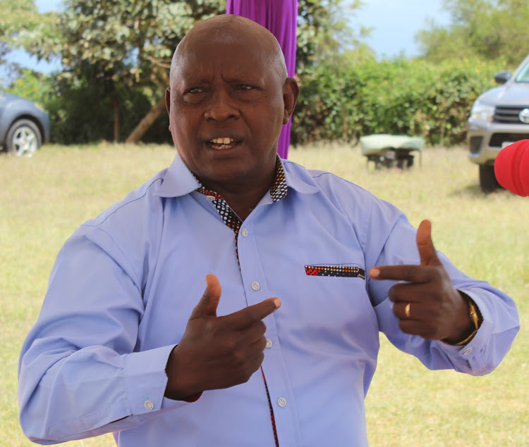 Nyeri Governor Mutahi Kahiga during Newfortis Sacco AGM at Nyamachaki Primary School in Nyeri town on Saturday.