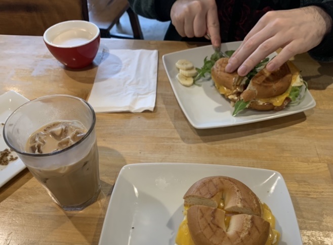 Breakfast sandwiches on gluten free bagels.