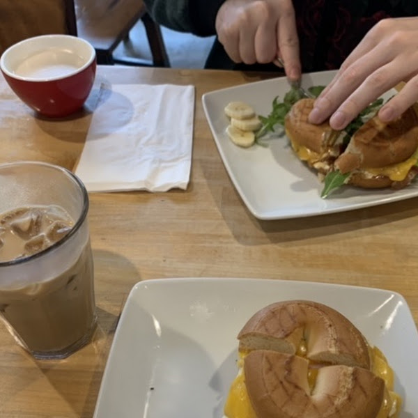 Breakfast sandwiches on gluten free bagels.