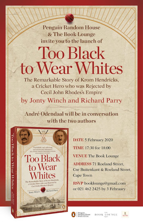 The authors will be in conversation with former cricketer André Odendaal at the Cape Town launch of 'Too Black to Wear Whites'.