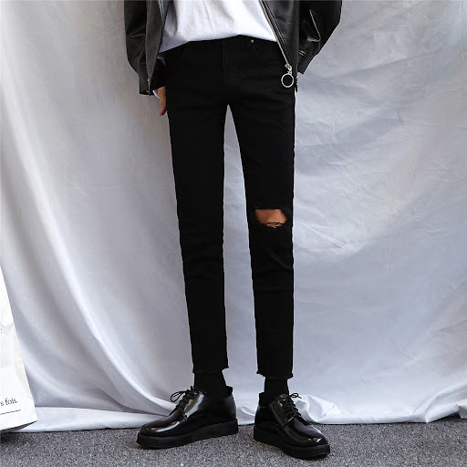 Title 1, Korean Style Ripped Jeans for Men, 9-Point, Sli...