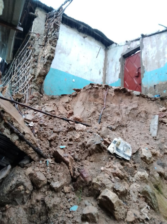 One of the houses which was brought down by the heavy rains in Jomvu sub county