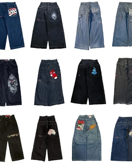 JNCO Wide Leg Jeans Streetwear Men Y2K Retro Hip Hop Hara... - 0