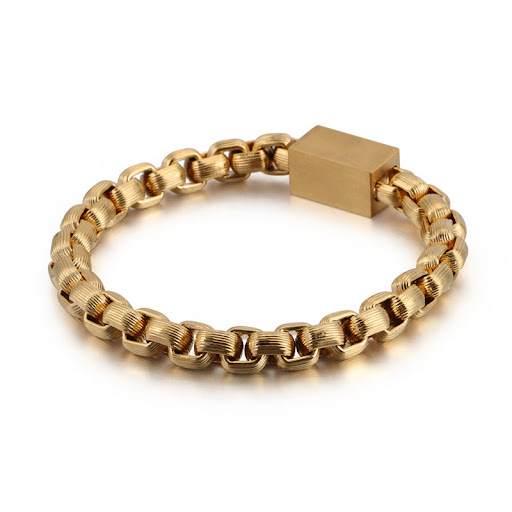 Title 2, Square Pearl Chain Mens Titanium Steel Bracele...