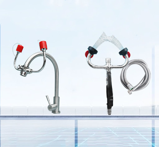 Title 3, Connected Faucet Eyewash Basin with Wall Mount,...
