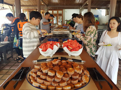 Enjoy a Thai style buffet lunch in a restaurant