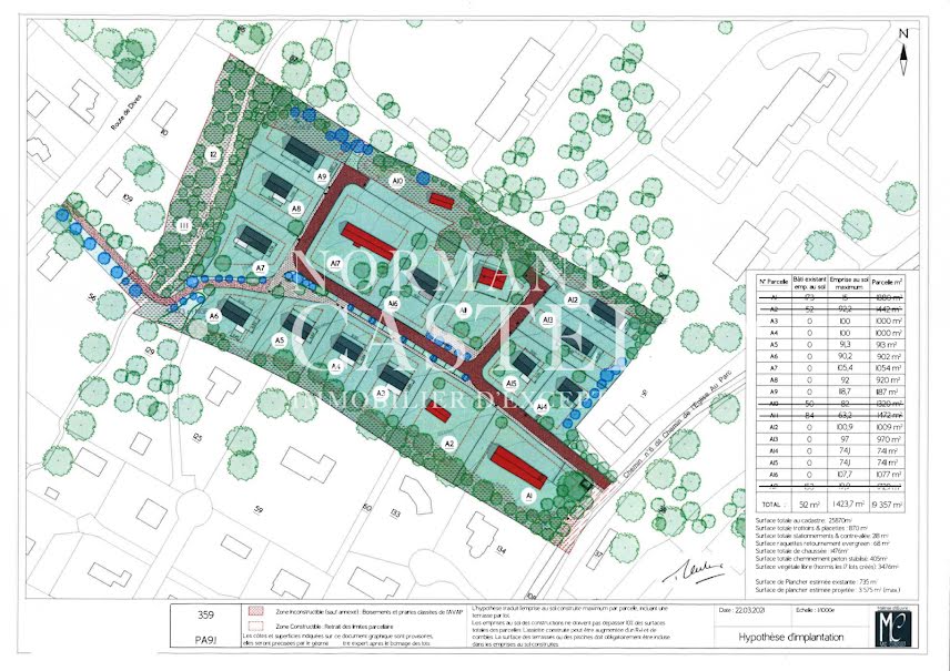 Vente terrain  1050 m² à Villers-sur-Mer (14640), 290 000 €