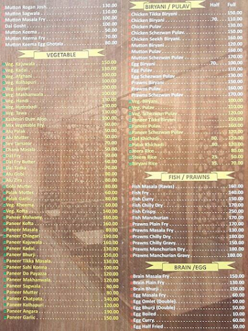 New Savera Hotel menu 