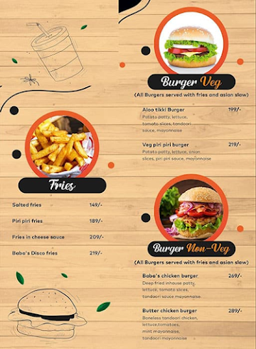 Baba's Crunch Cafe menu 