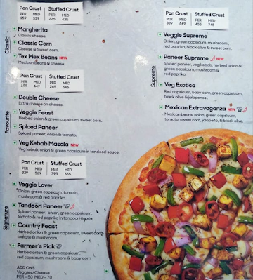 Pizza Hut menu 