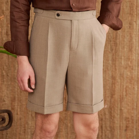 Linen Blend High Waist Shorts, a stylish and comfortable choice for warm weather. Featuring a flattering high waist, per